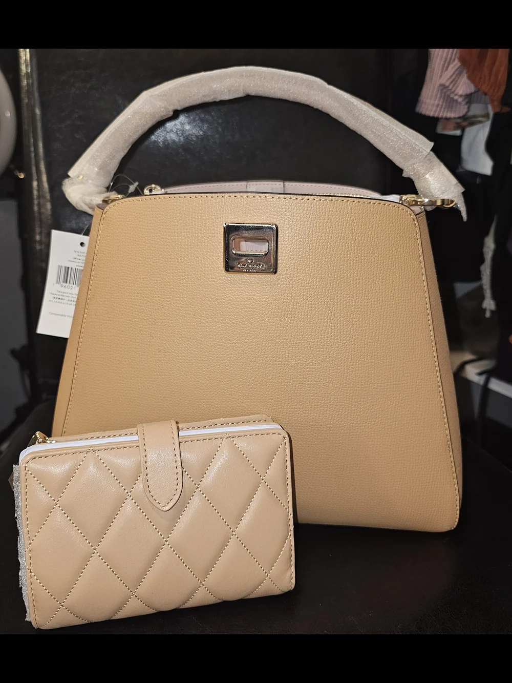 kate spade Structured Pebbled Top-Handle Satchel in Camel